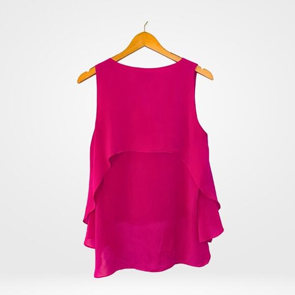 1.State Hot Pink Sleeveless Blouse - V-Neck, Size Medium, Workwear Essential - Picture 2 of 4